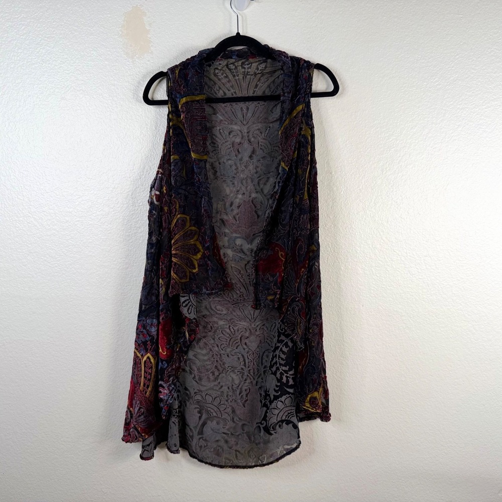 Velvet Burnout Whimsigoth Women's Top Open Front Fairy Grunge Dark Boheimian OS